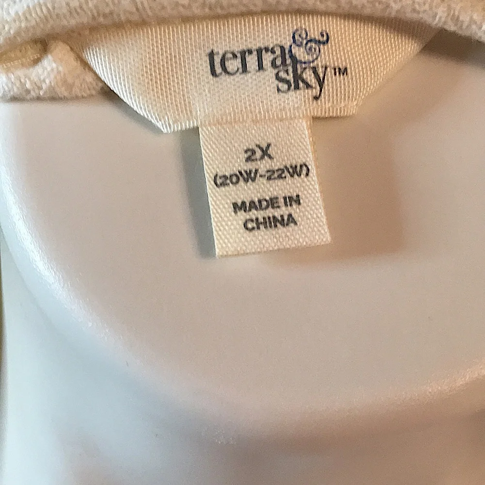 NEW TERRA SKY SIZE 2X CREAM COTTON DRESS SHIRT - Picture 7 of 7